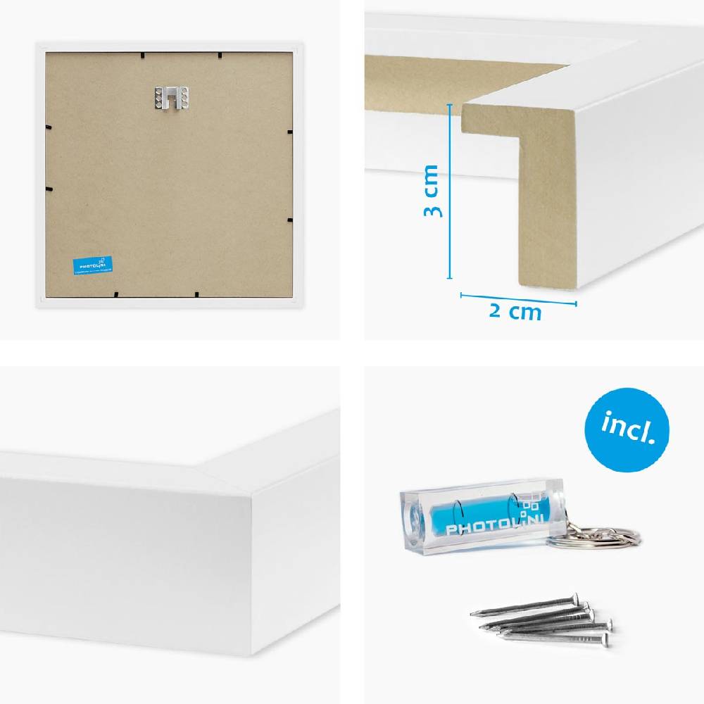 Photolini 2er Set 3D-Bilderrahmen 30x30 cm mit Passepartout, Weiß Letzte 2 Tage