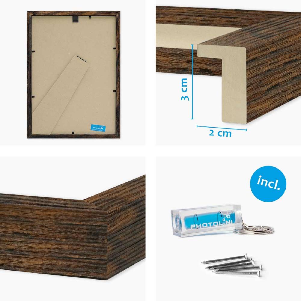 Photolini 2er Set 3D-Bilderrahmen 21x30 cm / A4 mit Passepartout, Eiche Dunkel Zeitbegrenzte Promotion