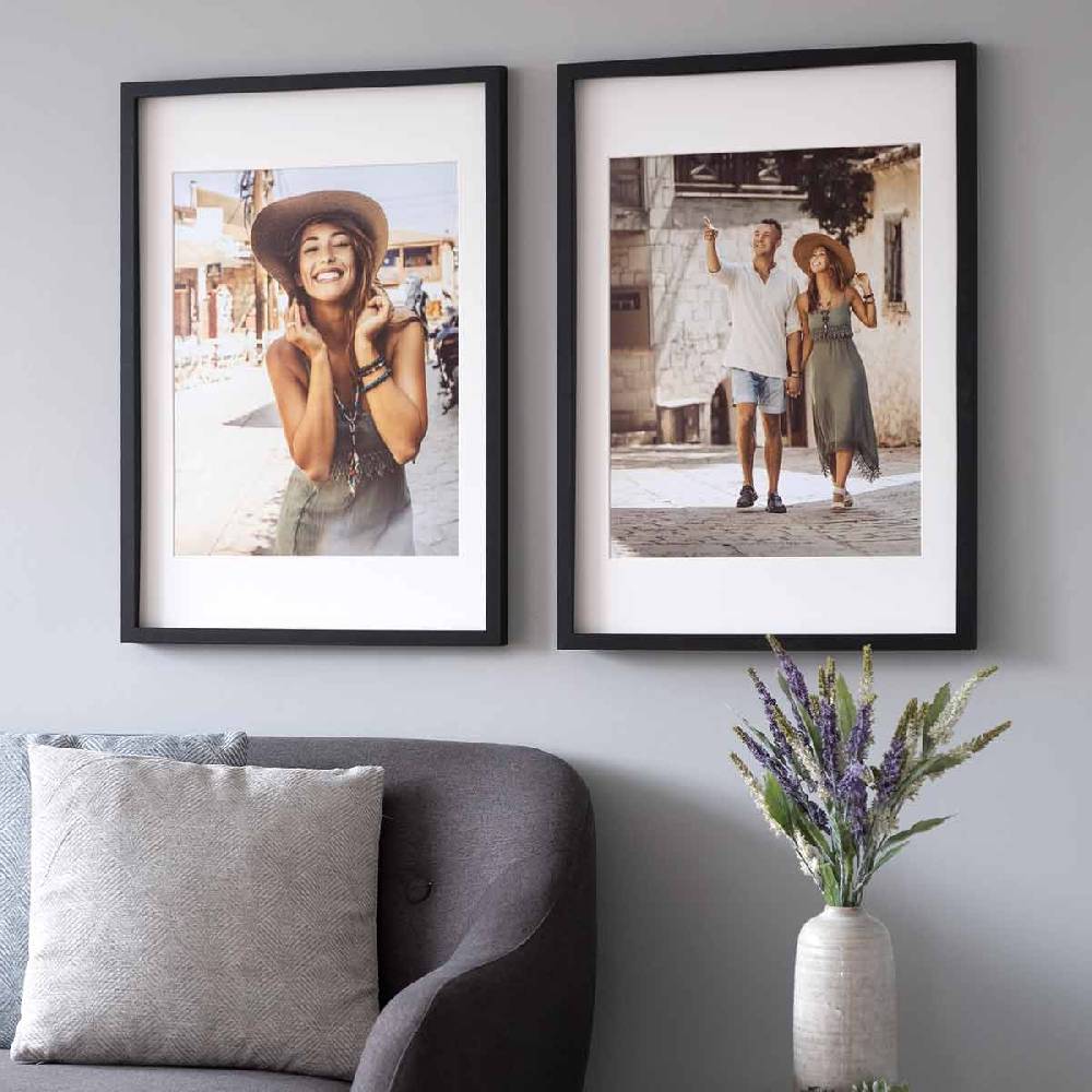 Photolini 2er Set 3D-Bilderrahmen 50x70 cm mit Passepartout, Schwarz Sonderangebot der Fabrik
