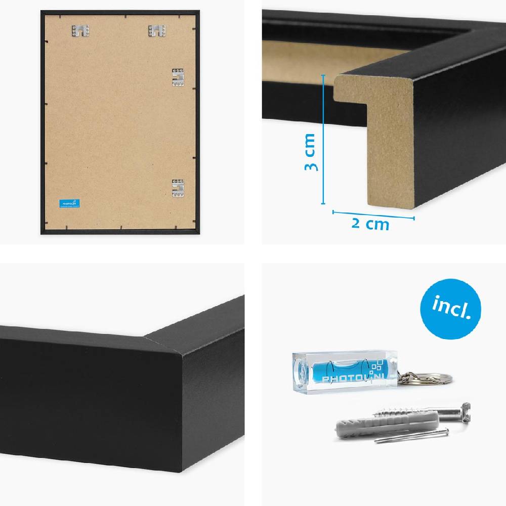 Photolini 2er Set 3D-Bilderrahmen 50x70 cm mit Passepartout, Schwarz Sonderangebot der Fabrik