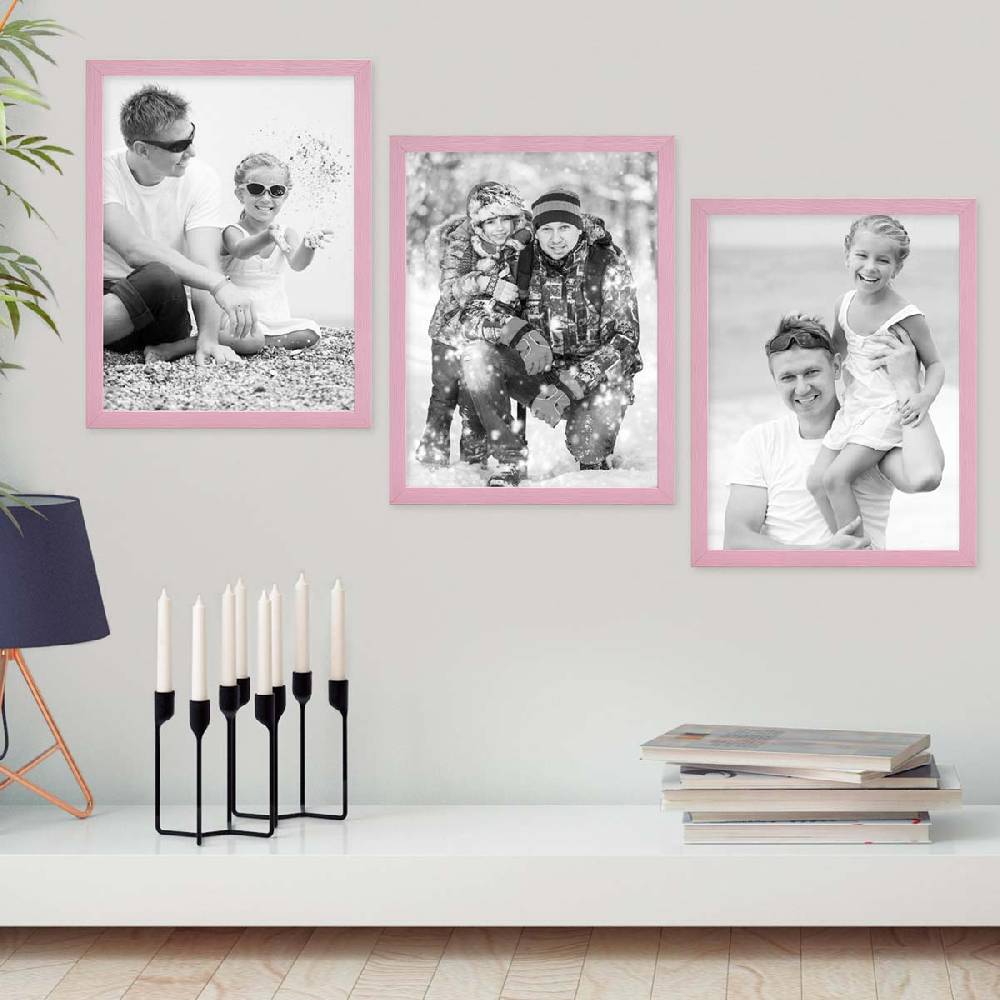 Photolini Bilderrahmen Rosa 30x42 cm / DIN A3 3er Set mit Acrylglas 50% Rabatt mit kostenlosem Versand