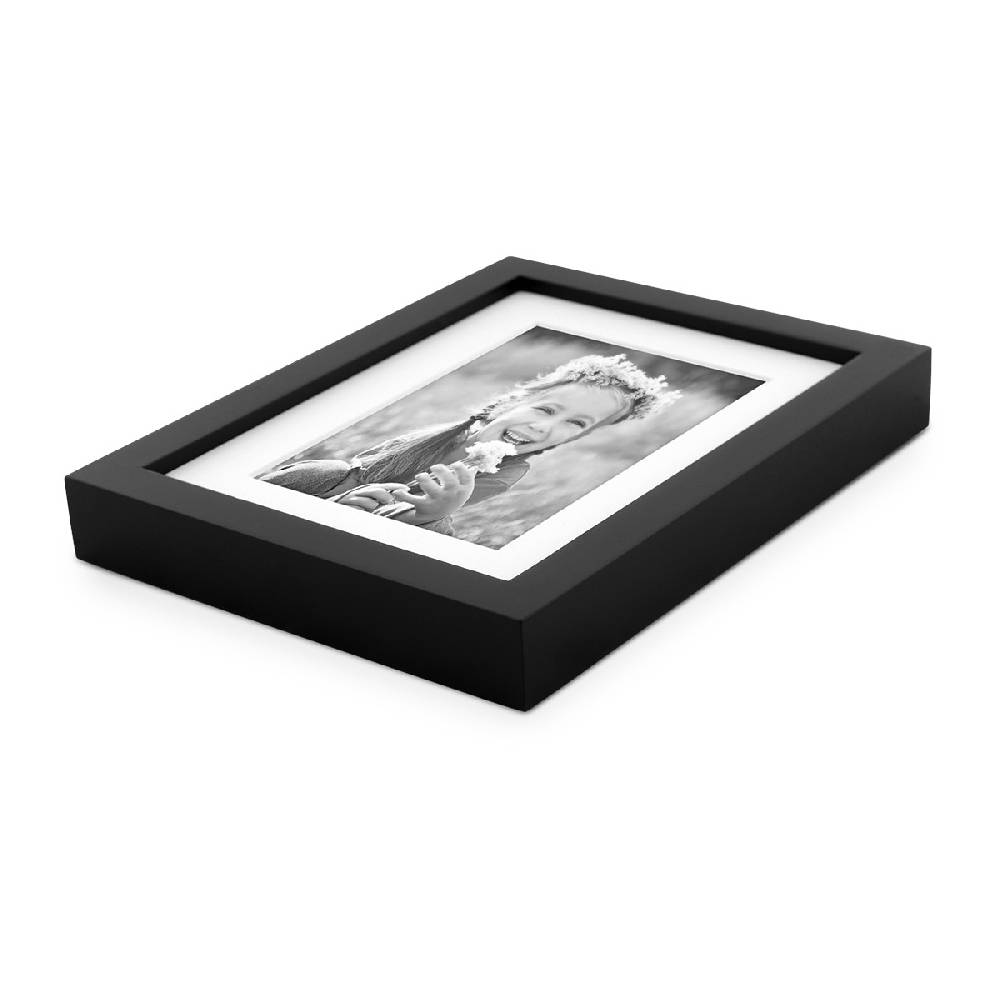 Photolini 5er Bilderrahmen-Set Echtholz Schwarz 15x20 cm mit Passepartout 10x15 cm, Glas Begrenzt auf 3 Tage