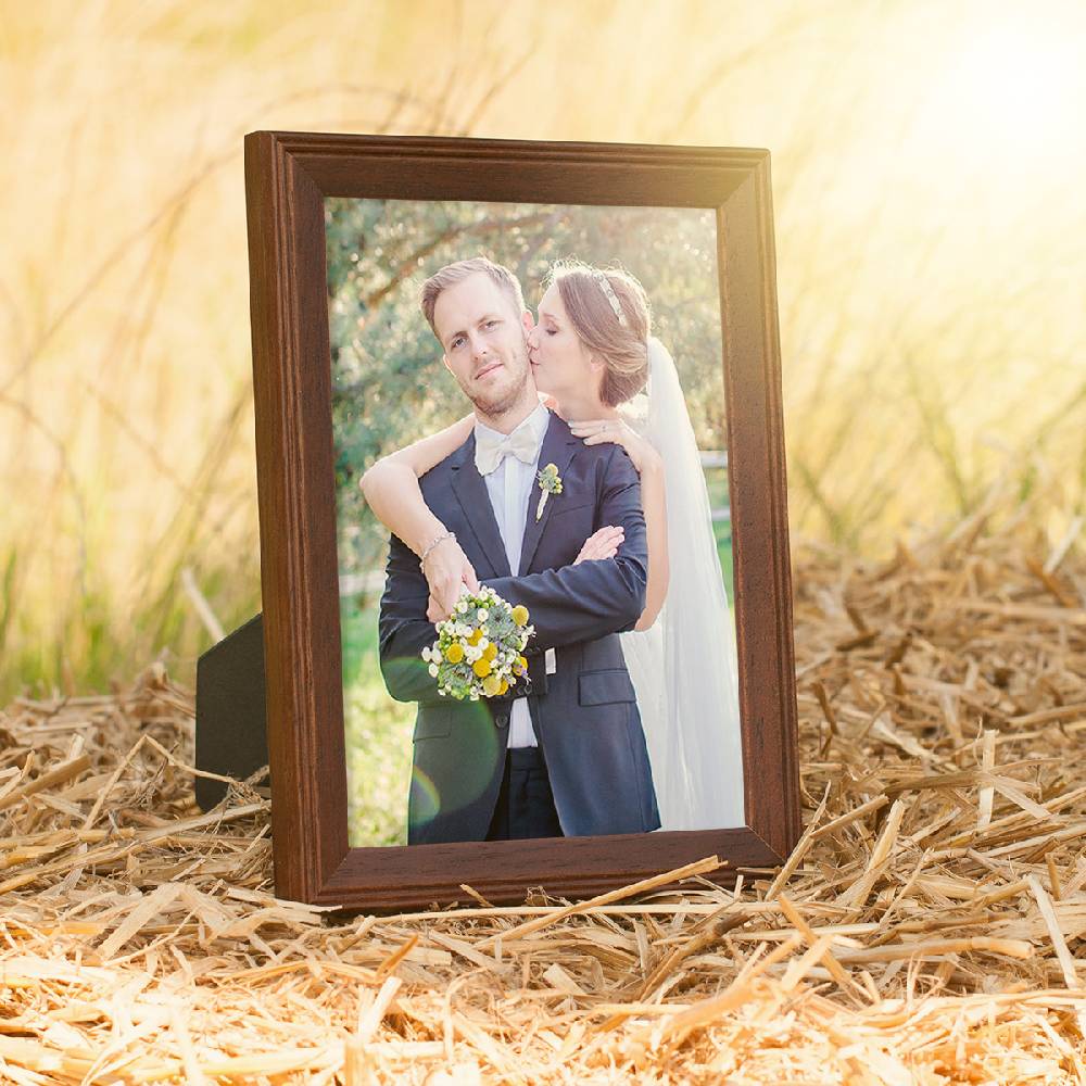 Photolini 3er Set Landhaus-Bilderrahmen 18x24 cm Nuss Modern Massivholz 2025