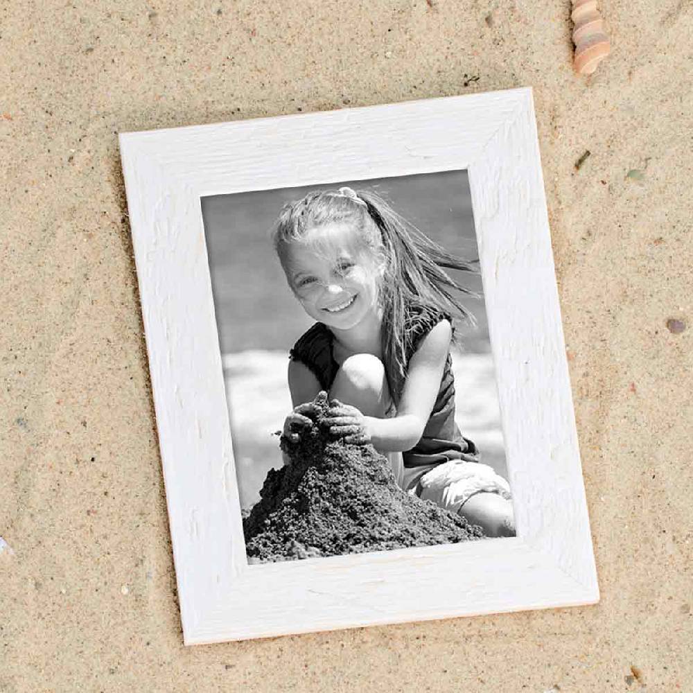 Photolini 5er Bilderrahmen-Set 20x25 cm Strandhaus Weiß Rustikal Massivholz Echtglas Online
