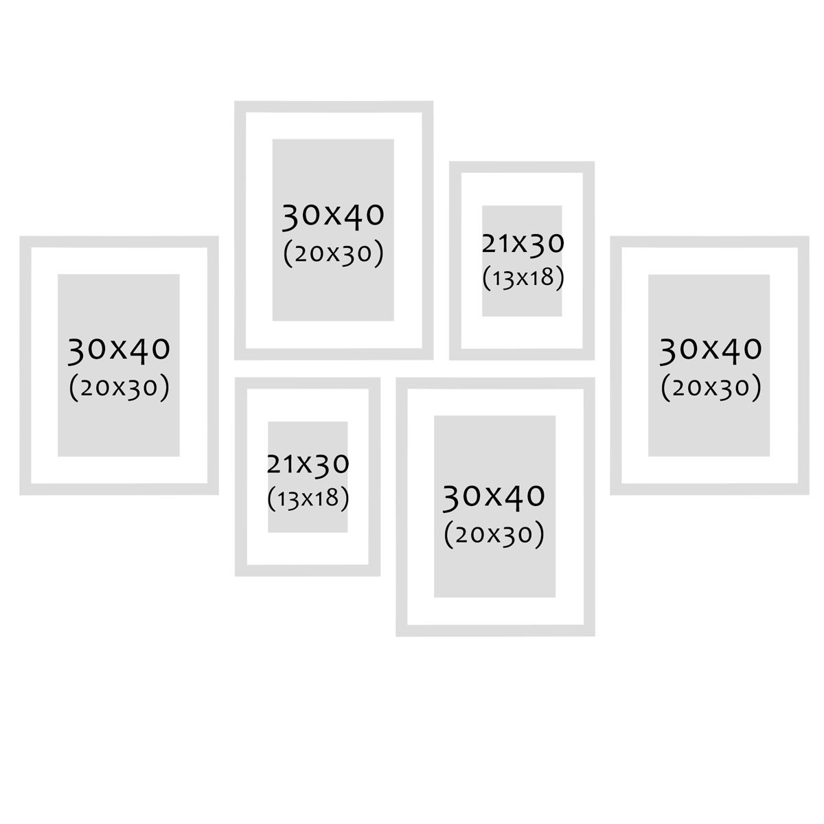 Photolini 6er Set Bilderrahmen Rot Massivholz 21x30, 30x40 cm mit Passepartouts | Acrylglas Outlet