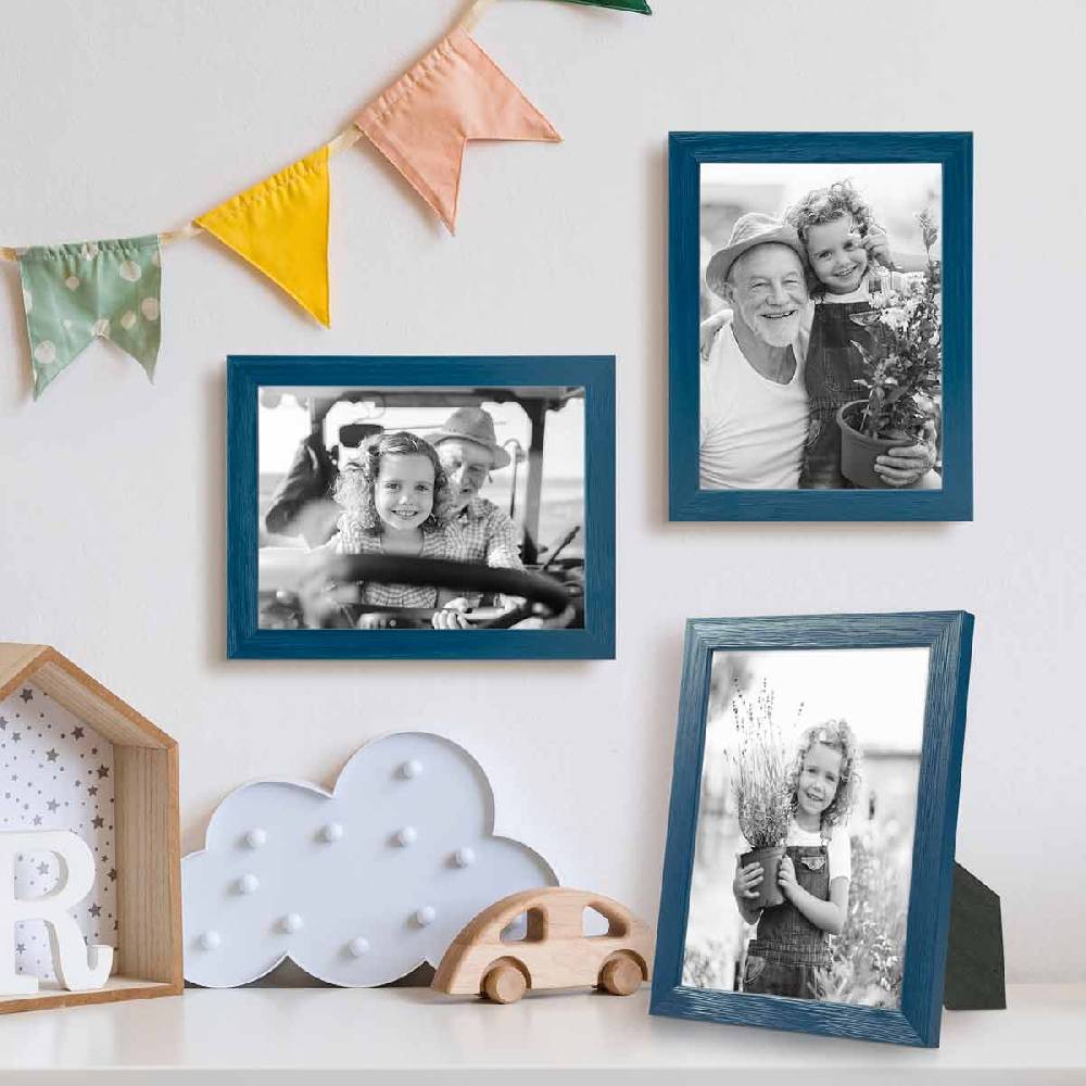 Photolini Bilderrahmen Dunkelblau 15x20 cm 3er Set mit Acrylglas