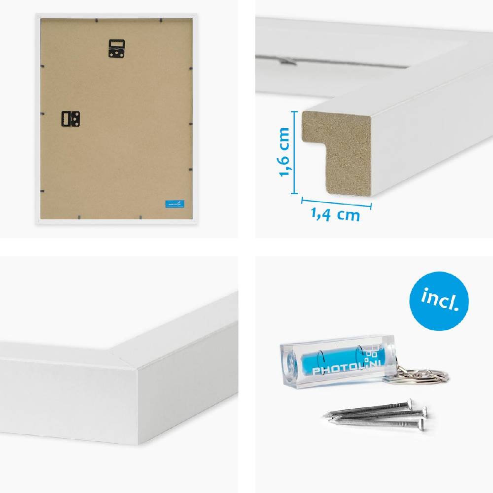 Photolini 6er Set Poster-Bilderrahmen 40x50 cm Modern Weiß MDF mit Passepartout Kostenloser Versand