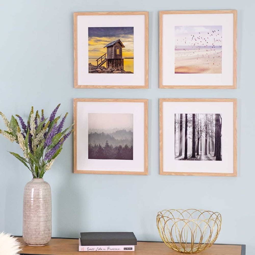 Photolini 4er Set Poster-Bilderrahmen 30x30 cm Modern Natur MDF mit Passepartout