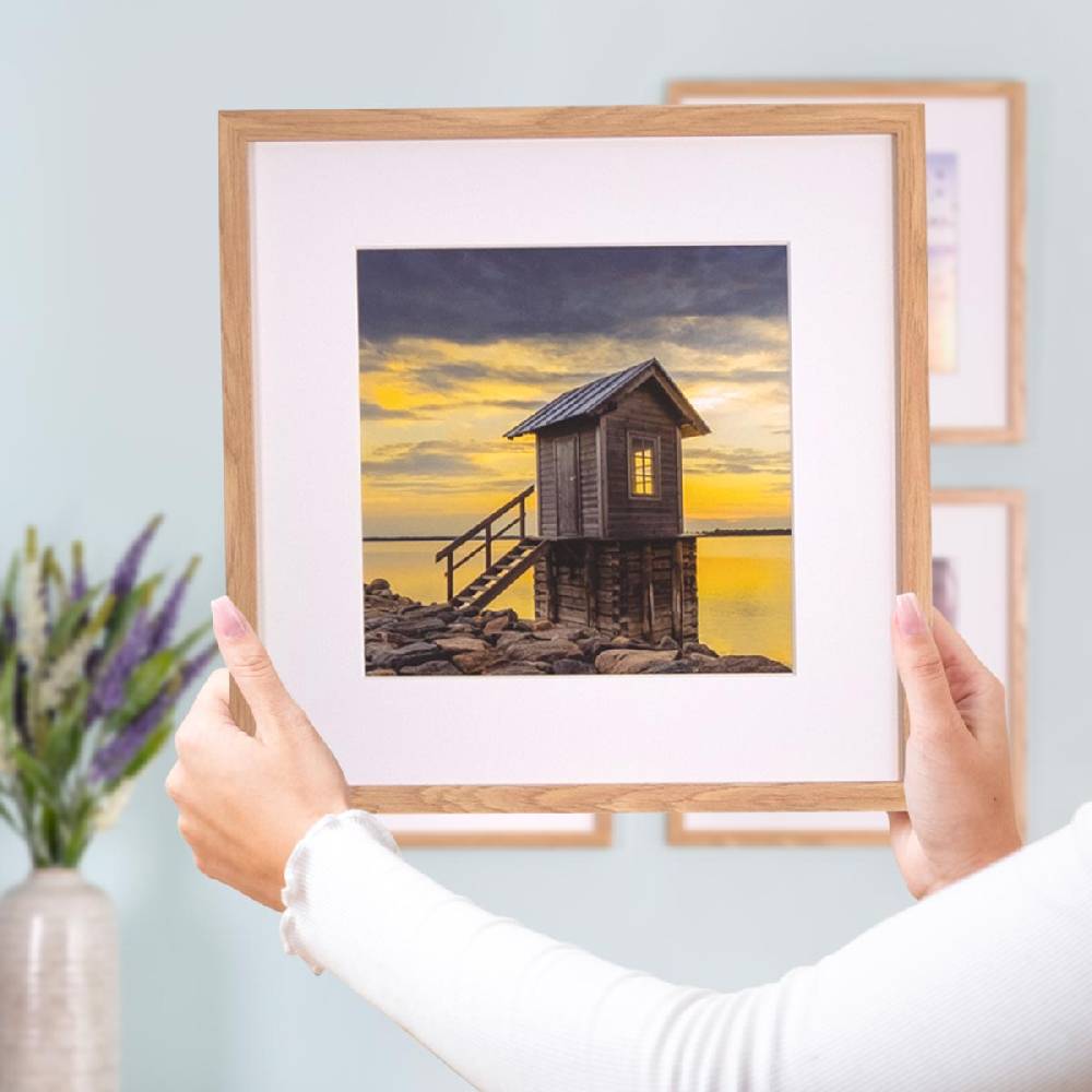 Photolini 4er Set Poster-Bilderrahmen 30x30 cm Modern Natur MDF mit Passepartout Limitierter Zeitrabatt