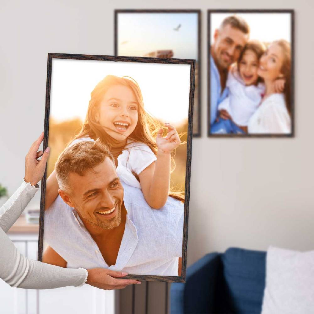Photolini 3er Set Poster-Bilderrahmen 40x60 cm Eiche Dunkel aus MDF mit Acrylglas Begrenztes Angebot