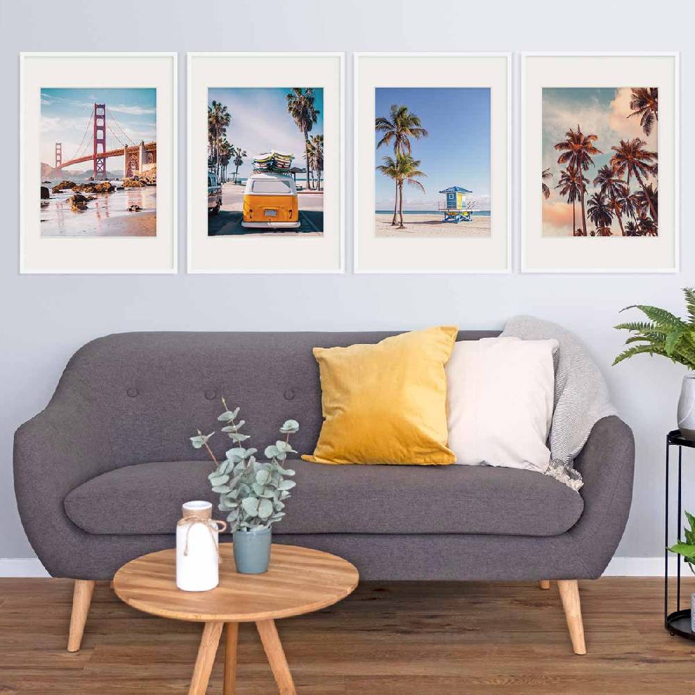 Photolini 4er Set Poster-Bilderrahmen 50x70 cm Modern Weiß MDF mit Passepartout Exklusivangebot