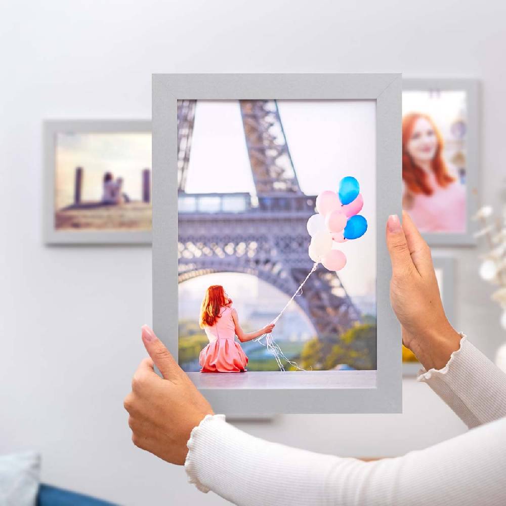 Photolini 10er Bilderrahmen-Set breit A4 21x30 cm Silber, MDF-Holz | Acrylglas Cyber Monday