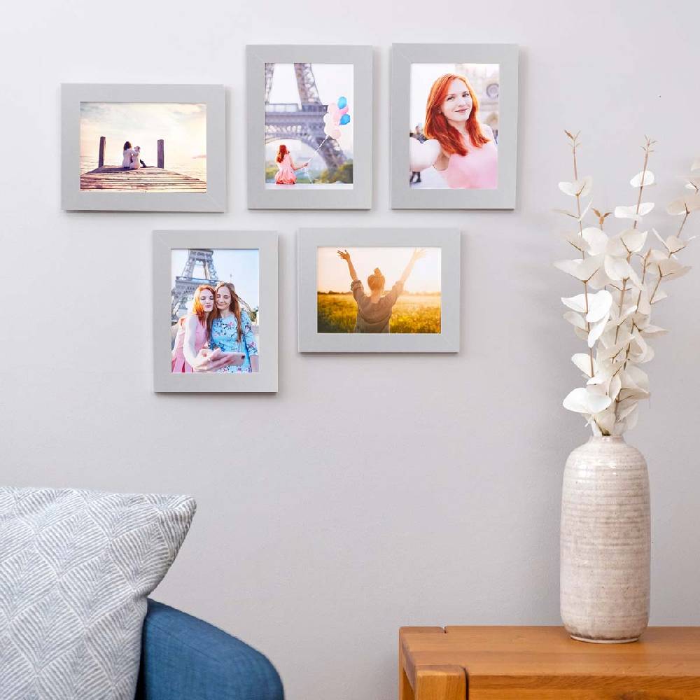 Photolini 10er Bilderrahmen-Set 13x18 cm Modern Silber MDF Basic Collection Weihnachtsangebot