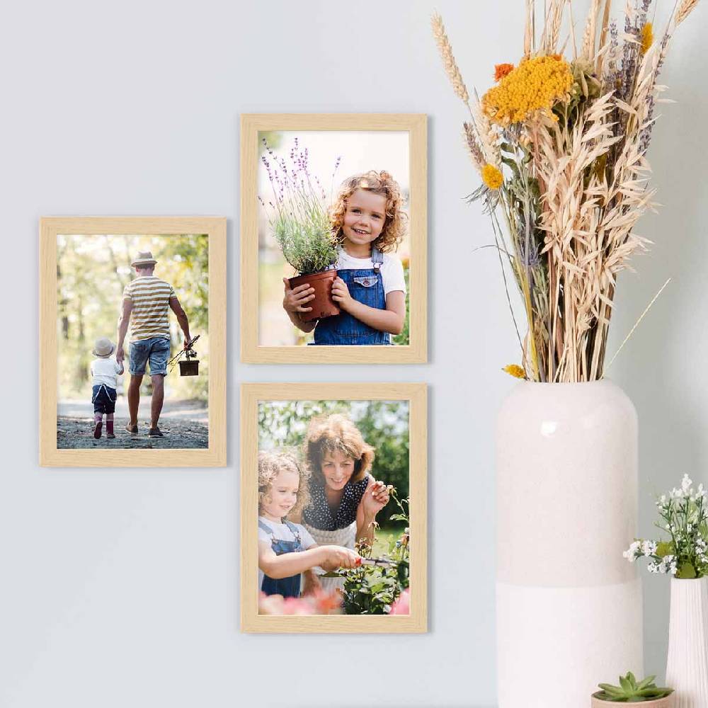 Photolini 10er Bilderrahmen-Set 13x18 cm Modern Natur aus MDF mit Acrylglas Vatertagsangebot