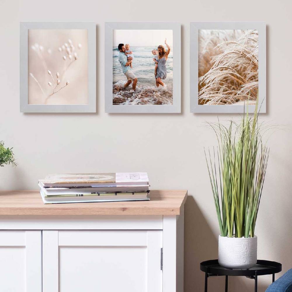 Photolini 10er Bilderrahmen-Set breit 20x25 cm Silber, MDF-Holz | Acrylglas Jubiläumsangebot