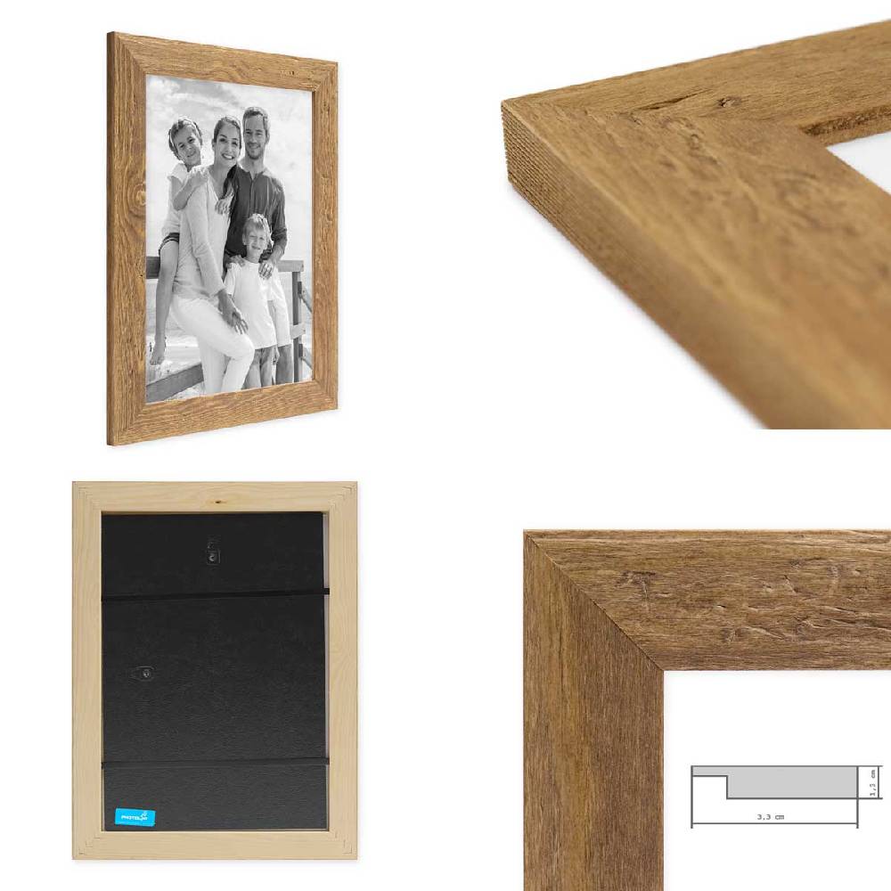 Photolini 2er Set Bilderrahmen quadratisch 20x20 cm Strandhaus Rustikal Eiche-Optik Natur Holz Exklusive Angebote