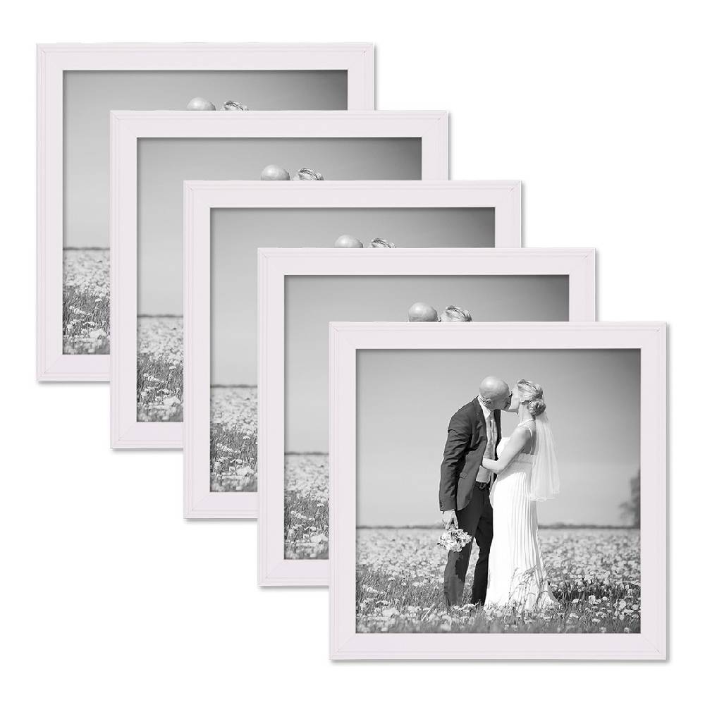 Photolini 5er Set Landhaus-Bilderrahmen 20x20 cm Weiß