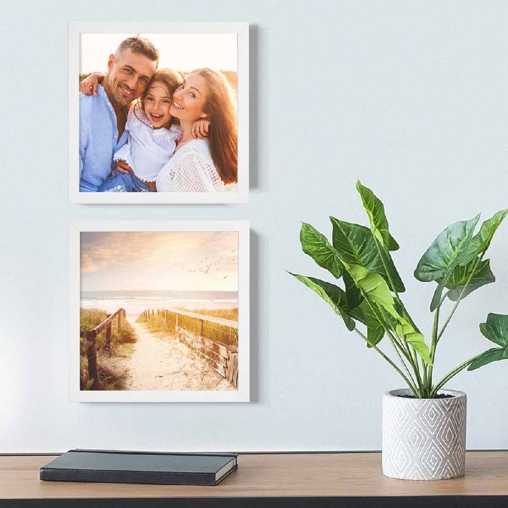 Photolini Holzrahmen Weiß 2er Set 20x20 cm mit Acrylglas Wochenangebot