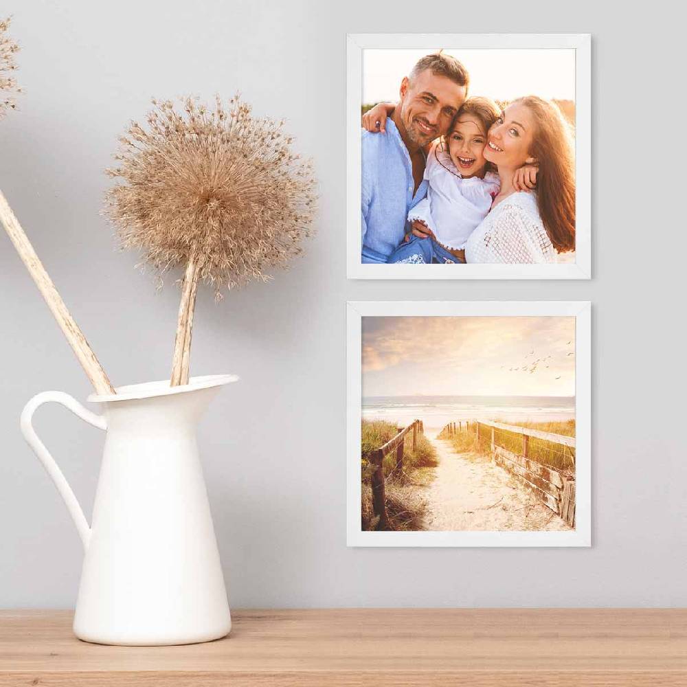 Photolini Holzrahmen Weiß 2er Set 20x20 cm mit Acrylglas Wochenangebot
