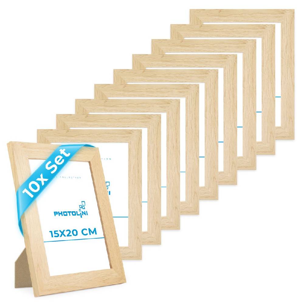 Photolini 10er Bilderrahmen-Set 15x20 cm Modern Natur MDF Basic Collection