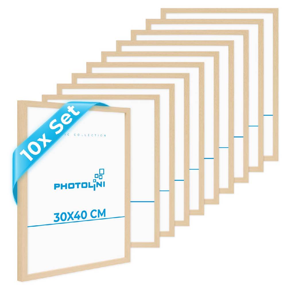Photolini 10er Set Poster-Bilderrahmen 30x40 cm Modern Natur aus MDF mit Acrylglas