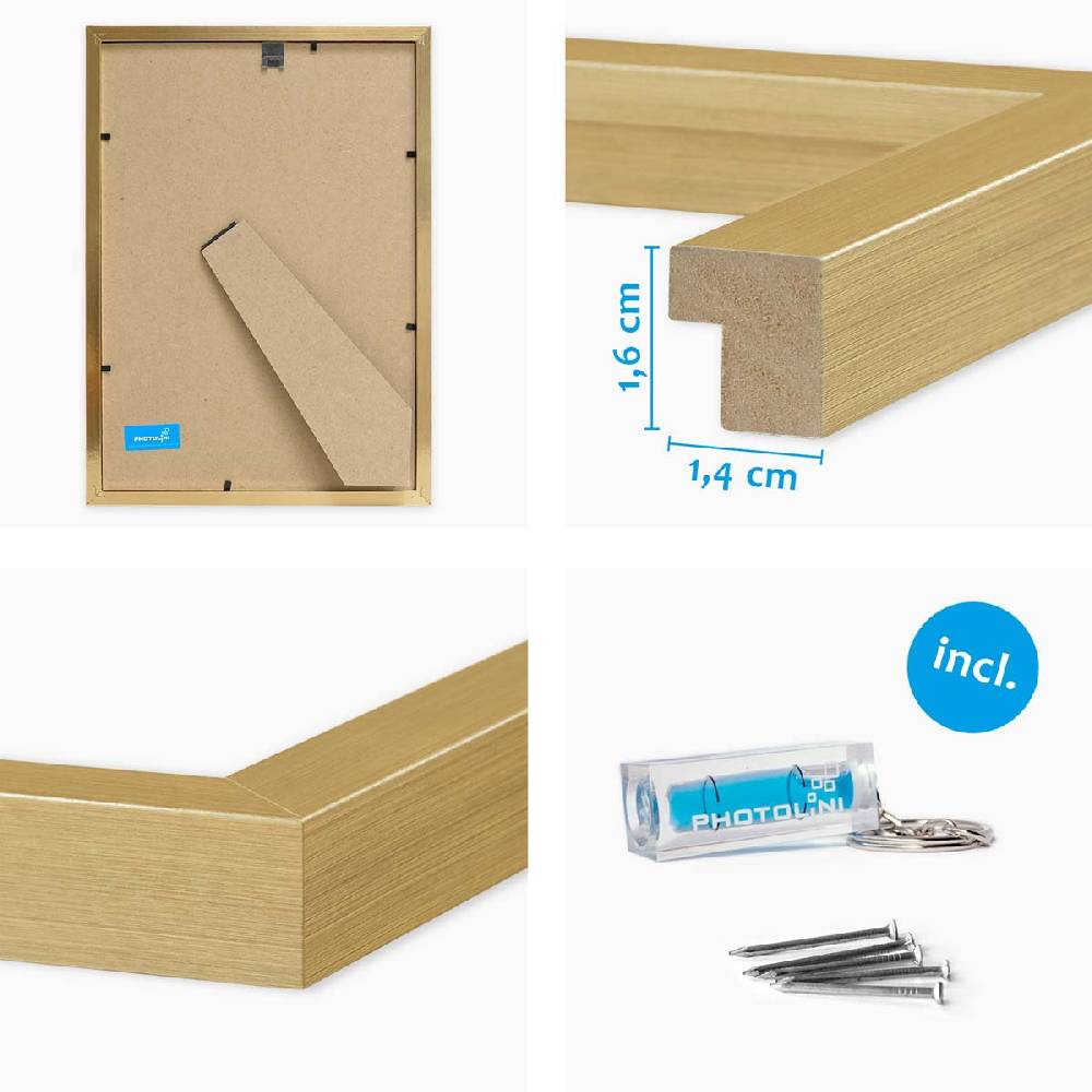 Photolini 10er Bilderrahmen-Set 21x30 cm DIN A4 Modern Gold aus MDF mit Acrylglas Bis zu 60% Rabatt