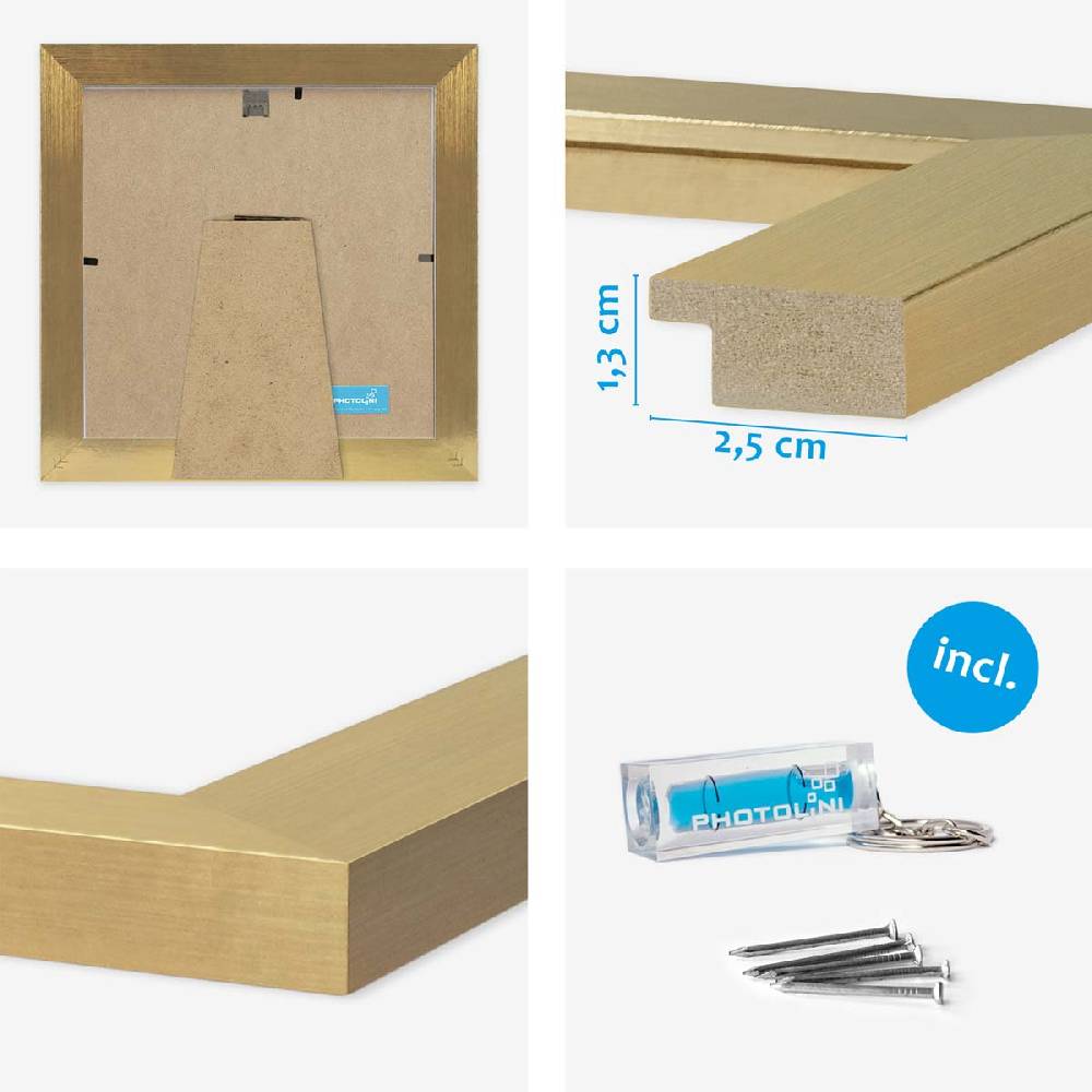 Photolini 10er Bilderrahmen-Set breit 15x15 cm Gold, MDF-Holz | Acrylglas Bis zu 65% Rabatt