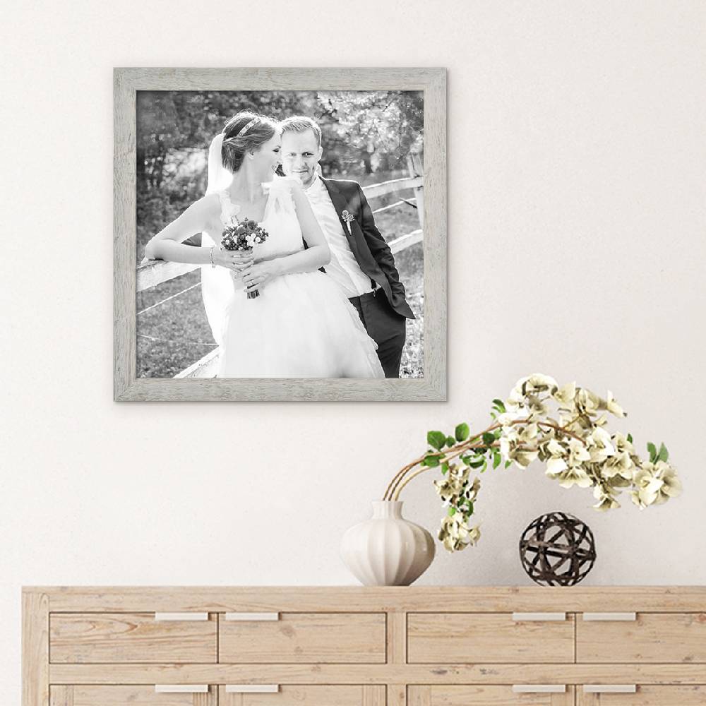 Photolini 5er Bilderrahmen-Set 30x30 cm Strandhaus Grau Rustikal Massivholz Discount Store für neue Produkte