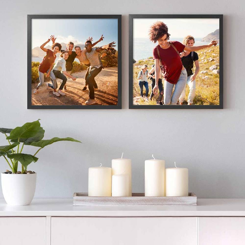 Photolini Holzrahmen Schwarz 2er Set 30x30 cm mit Acrylglas Riesige Rabatte