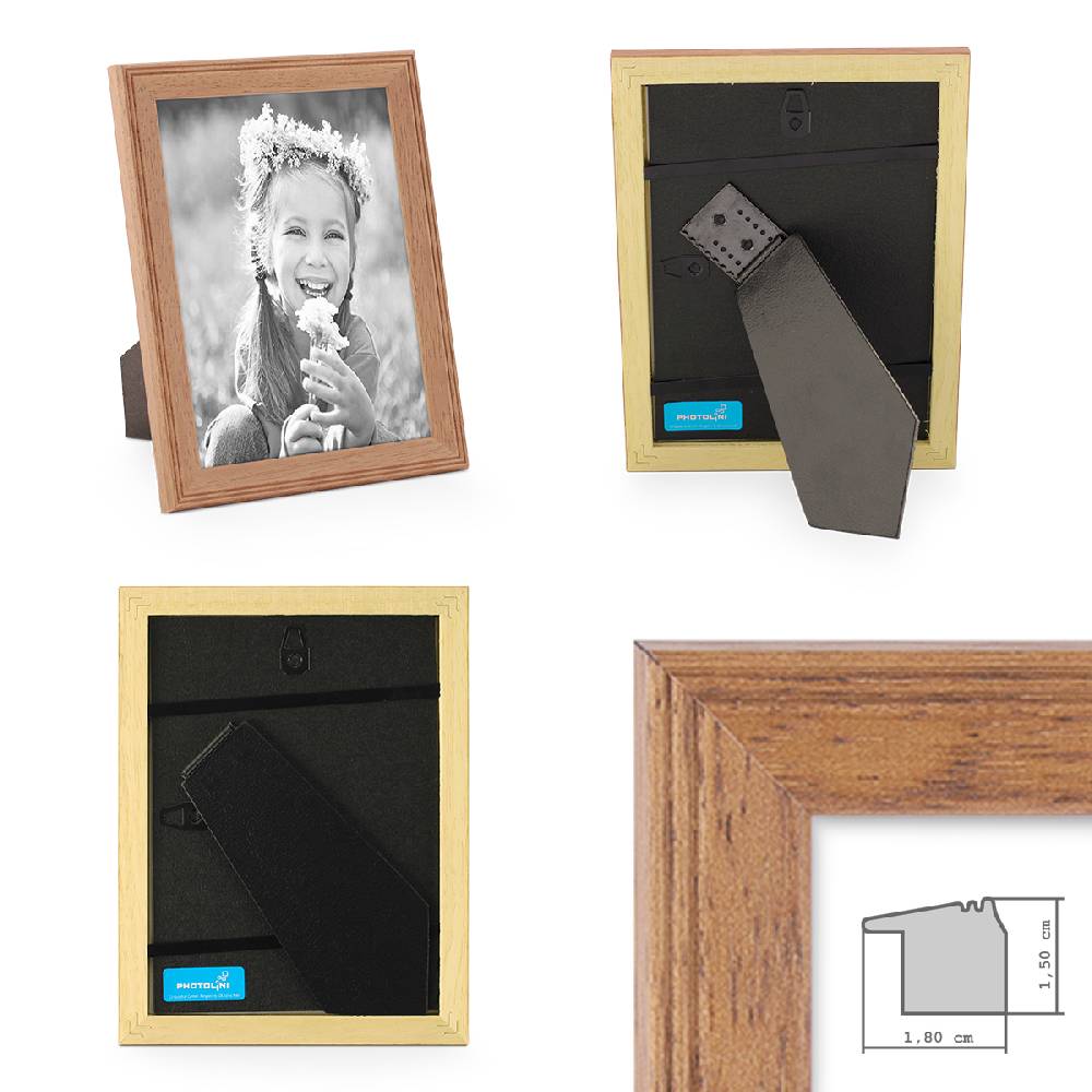 Photolini 5er Set Landhaus-Bilderrahmen 10x10 cm Eiche-Optik Massivholz Black Friday Preise