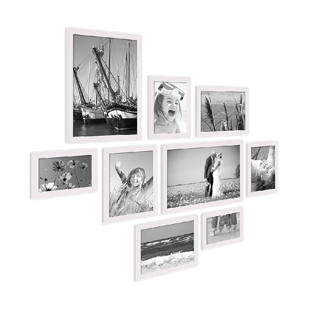 Photolini 9er Set Landhaus-Bilderrahmen Weiß zollfrei
