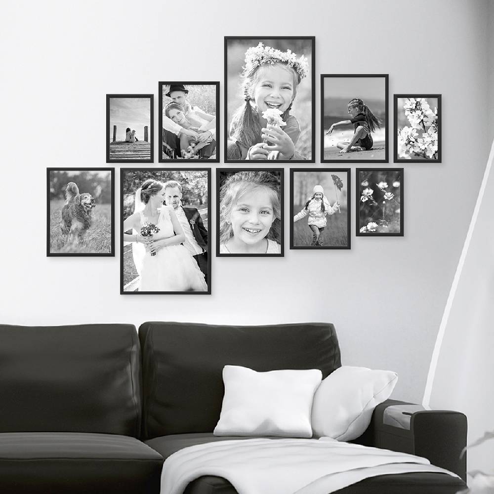 Photolini 10er Set Alu-Bilderrahmen Modern Schwarz Aluminium-Rahmen Outlet