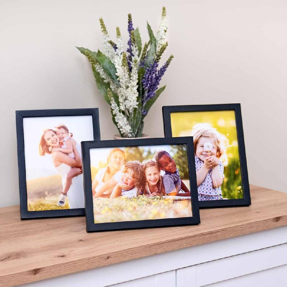 Photolini 3er Bilderrahmen-Set 15x20 cm Modern Schwarz aus MDF mit Acrylglas