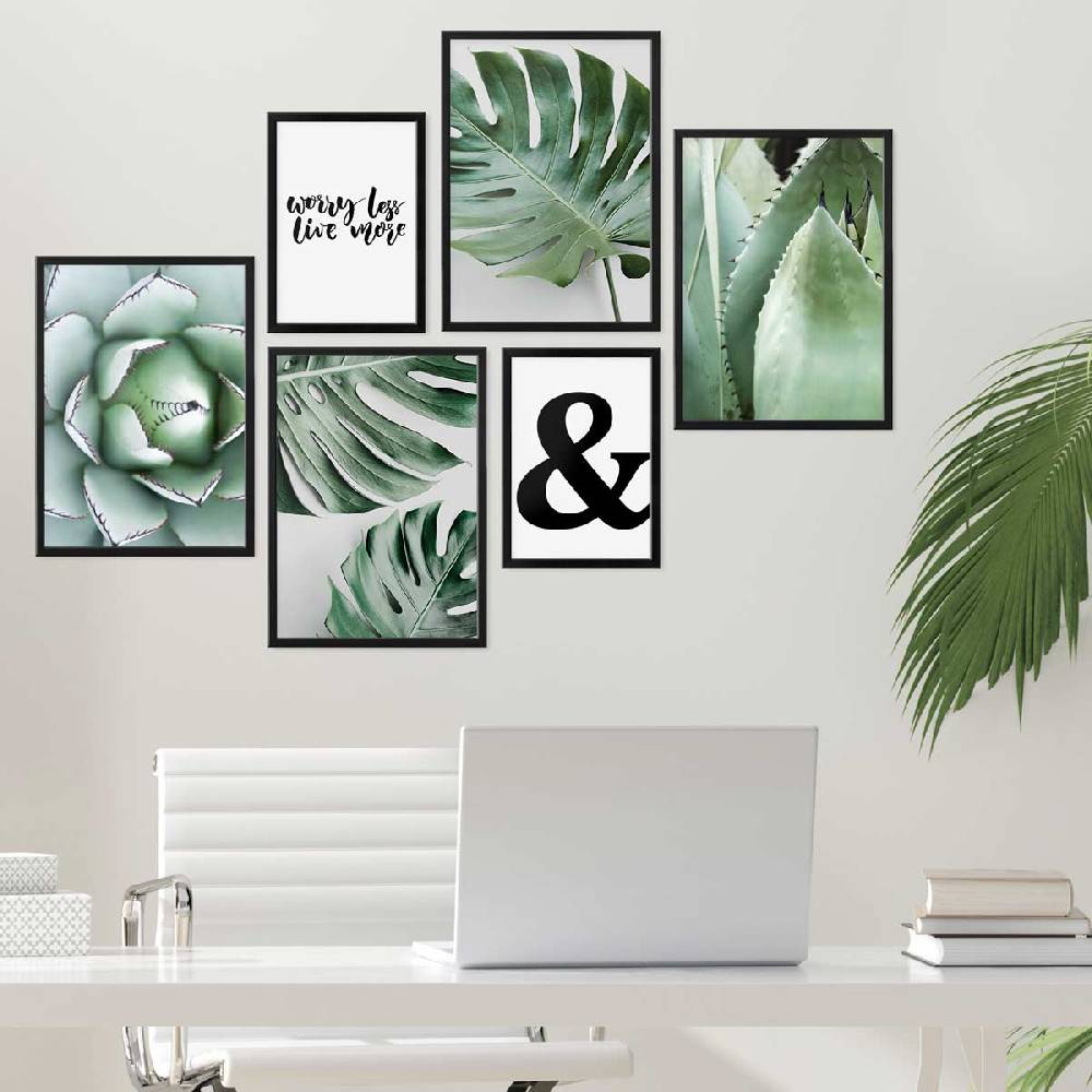 Photolini 6 Bilderrahmen Schwarz 4x 30x42 und 2x 21x30 cm / DIN A4 Modern MDF mit Acrylglas