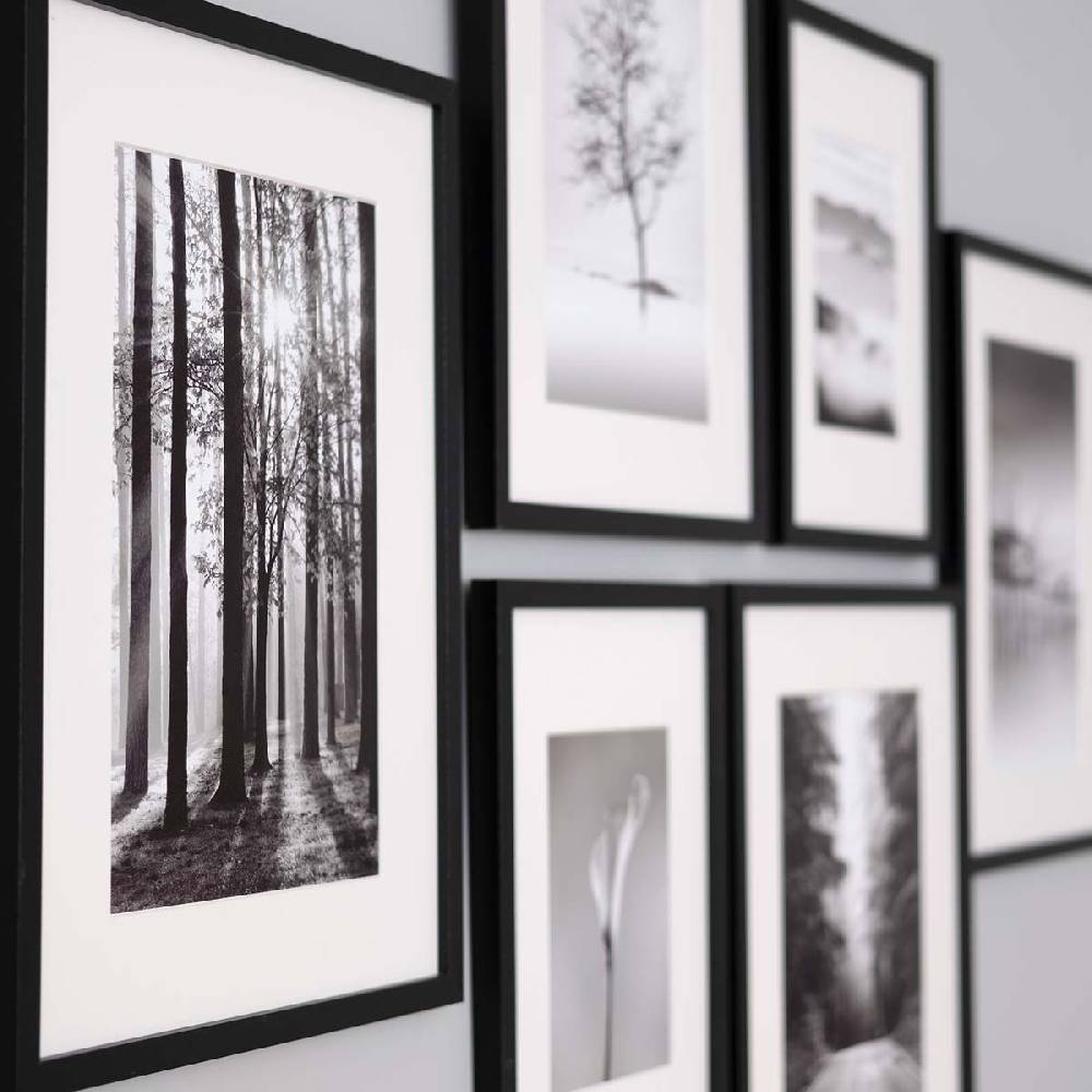 Photolini 6er Bilderrahmen-Set Modern Schwarz aus MDF 21x30 cm / DIN A4 und 30x40 cm mit Passepartout Meist gekauft