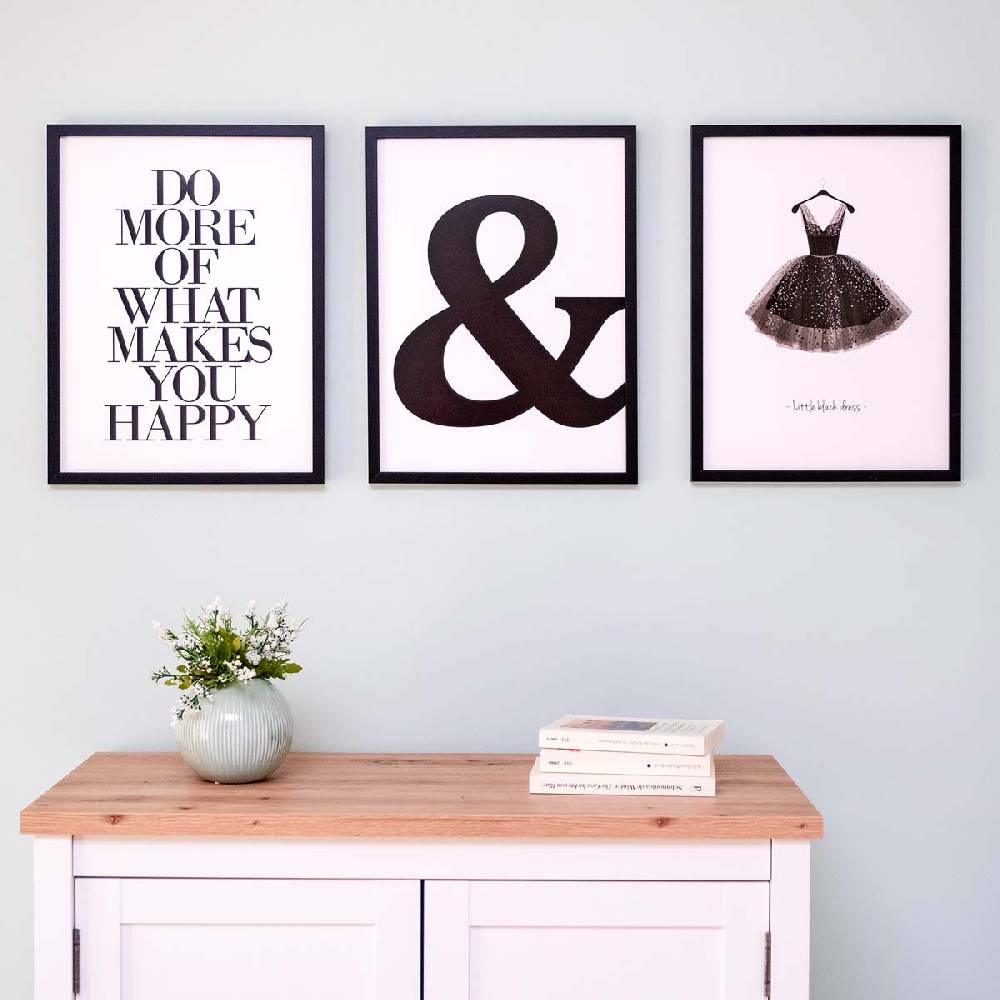 Photolini 3er Set Poster-Bilderrahmen 30x42 cm DIN A3 Modern Schwarz aus MDF mit Acrylglas