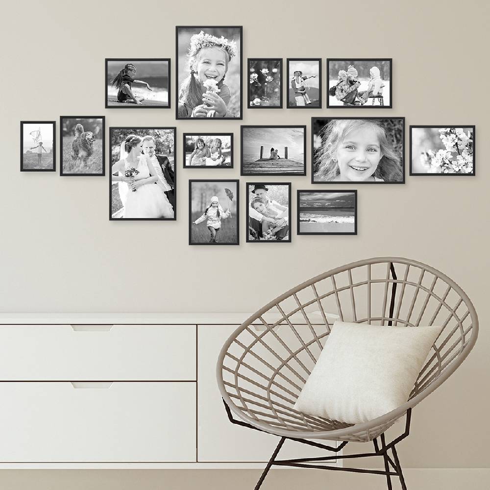 Photolini 15er Set Alu-Bilderrahmen Modern Schwarz Aluminium-Rahmen Versandkostenfrei