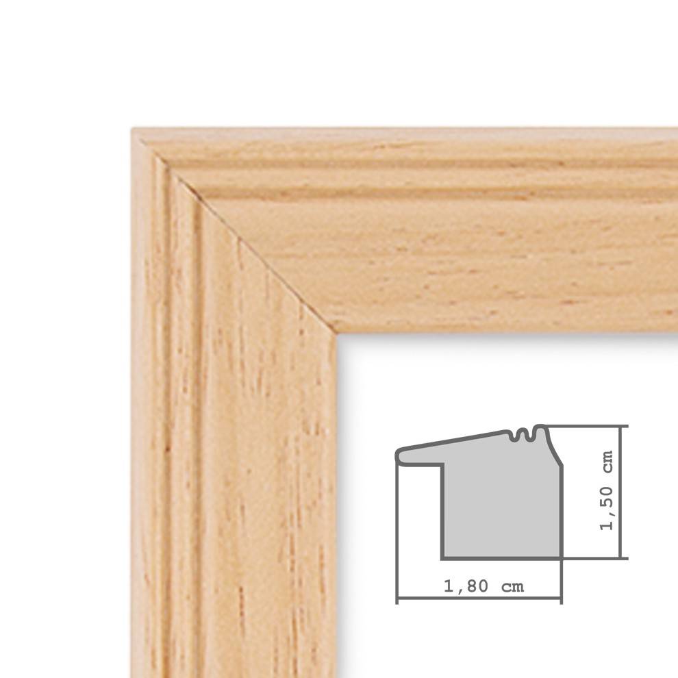 Photolini 5er Set Landhaus-Bilderrahmen Holz Natur Massivholz inkl. Zubehör Flash Sale