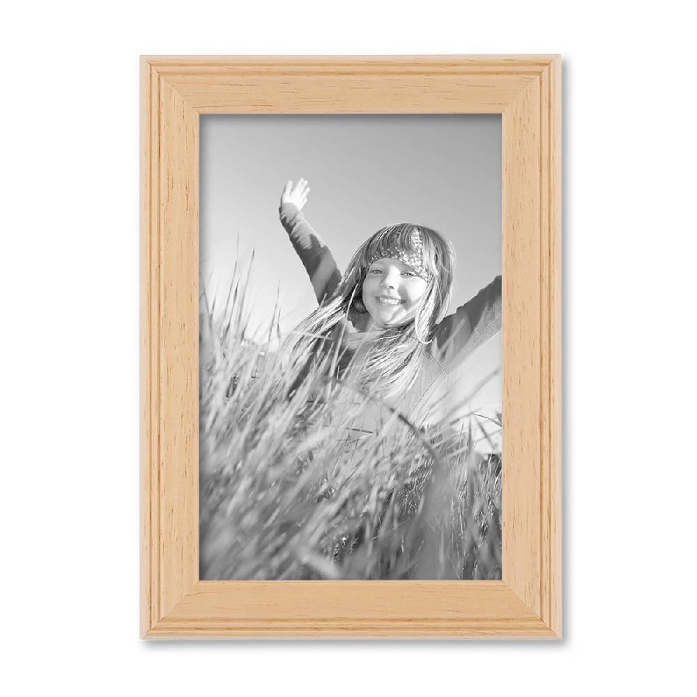 Photolini 5er Set Landhaus-Bilderrahmen Holz Natur Massivholz inkl. Zubehör Flash Sale