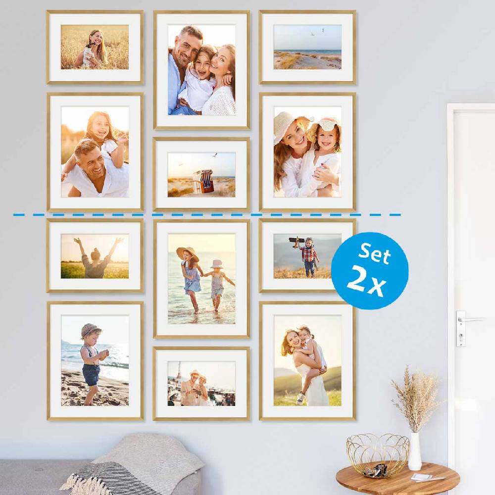 Photolini 6er Set Poster-Bilderrahmen 30x40 cm und 40x50 cm Modern Gold MDF mit Passepartout Begrenztes Angebot