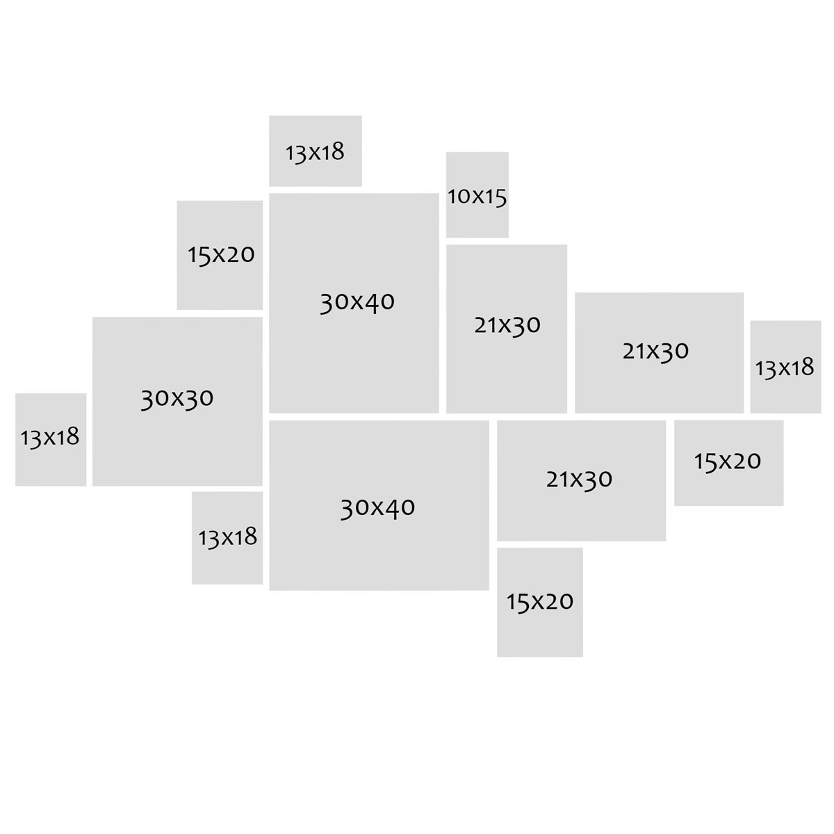 Photolini 14er Bilderrahmen-Set Eiche Massivholz Schmal 10x15 bis 30x40 cm mit Acrylglasscheibe Black Friday