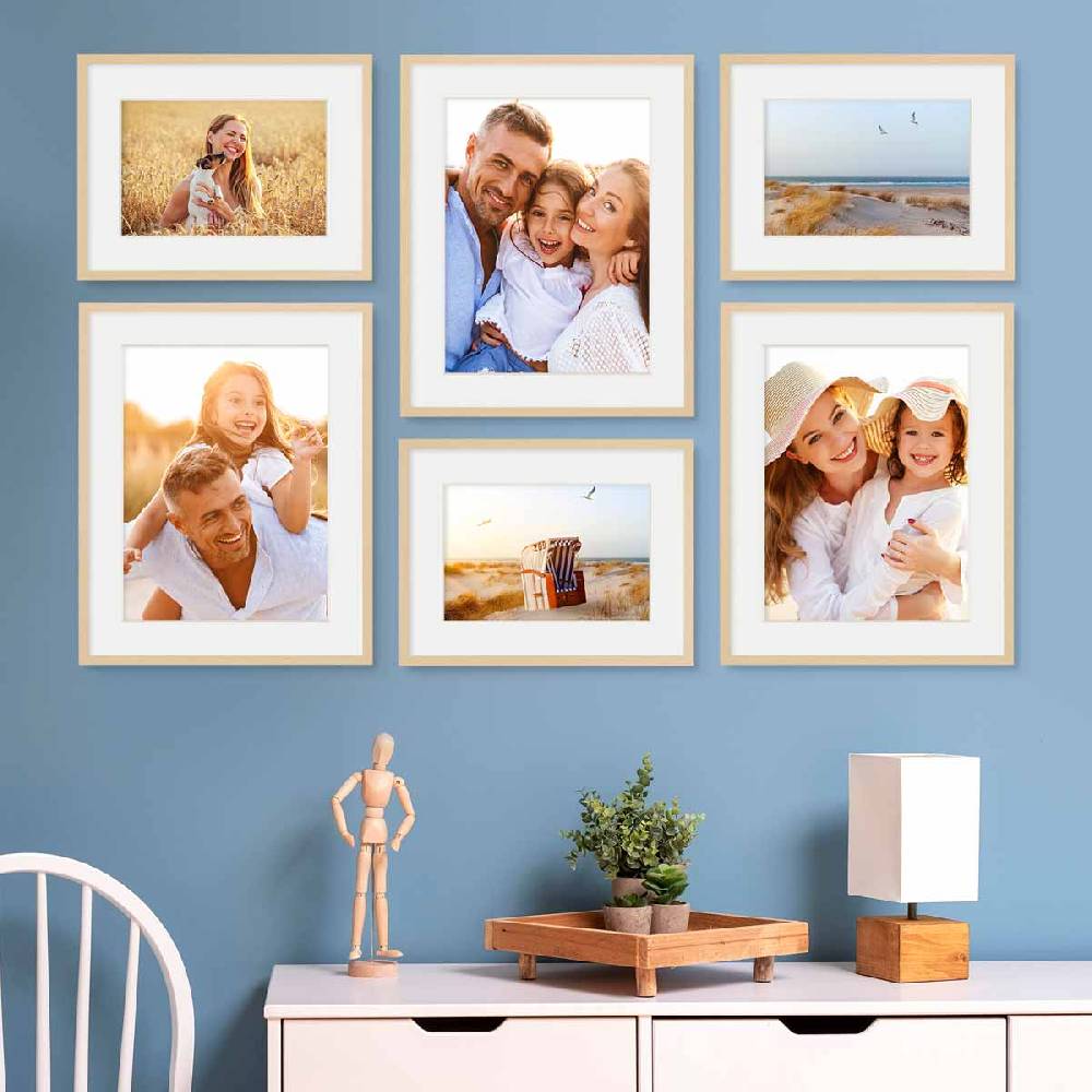 Photolini 6er Set Poster-Bilderrahmen 30x40 cm und 40x50 cm Modern Natur MDF mit Passepartout