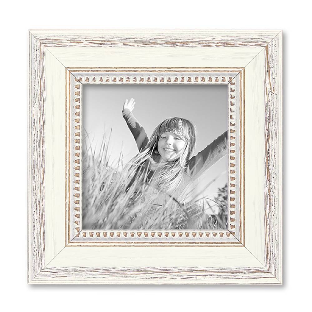 Photolini 4er Bilderrahmen-Set Shabby-Chic Landhaus-Stil Weiss Neueste Mode