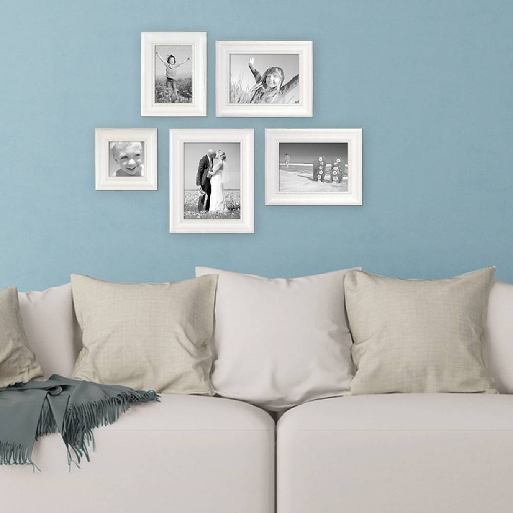 Photolini 5er Bilderrahmen-Set Landhaus-Stil Weiss