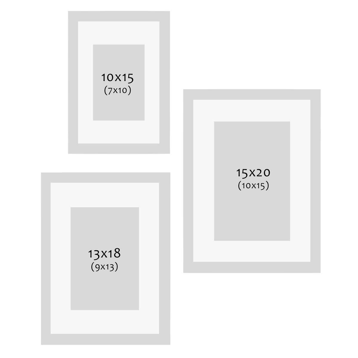 Photolini 3er Set Bilderrahmen Holz, Weiß 10x15, 13x18 und 15x20 cm mit Passepartout Große Rabatte