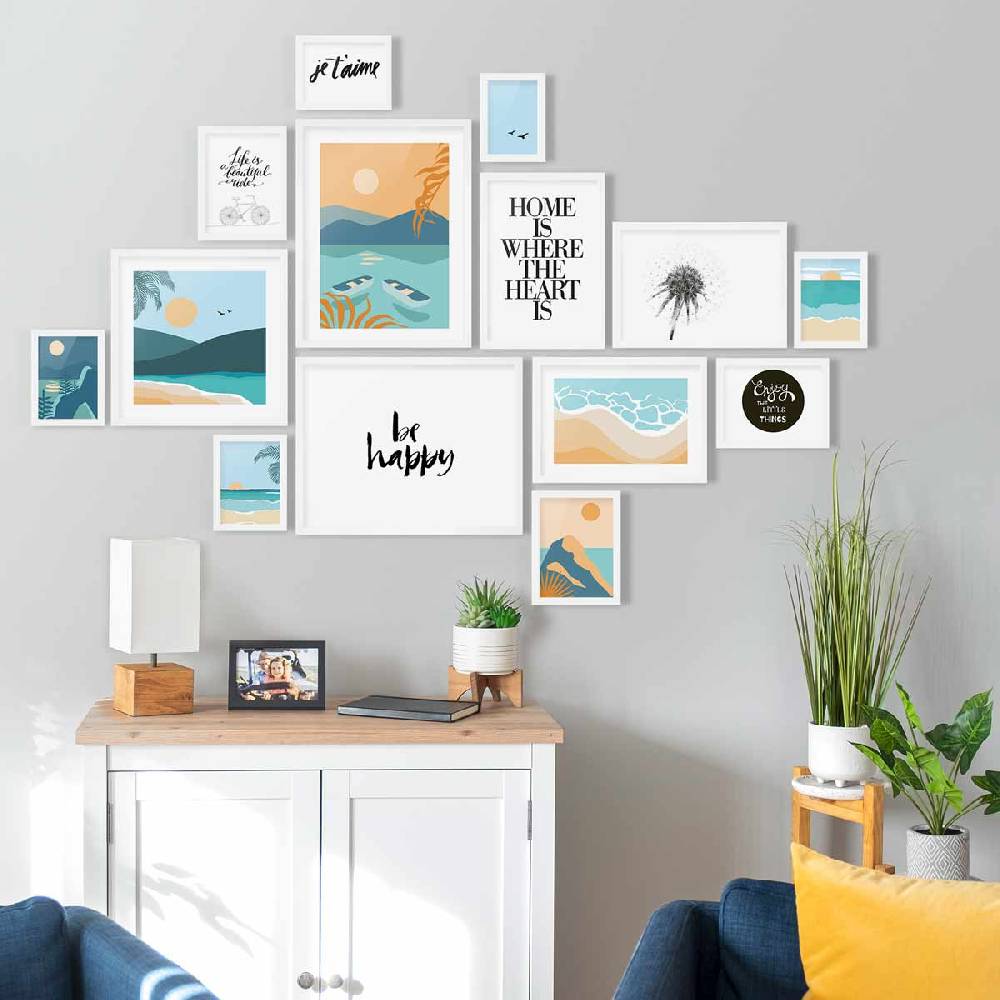 Photolini 14er Bilderrahmen-Set Modern Weiß aus MDF Neuheiten