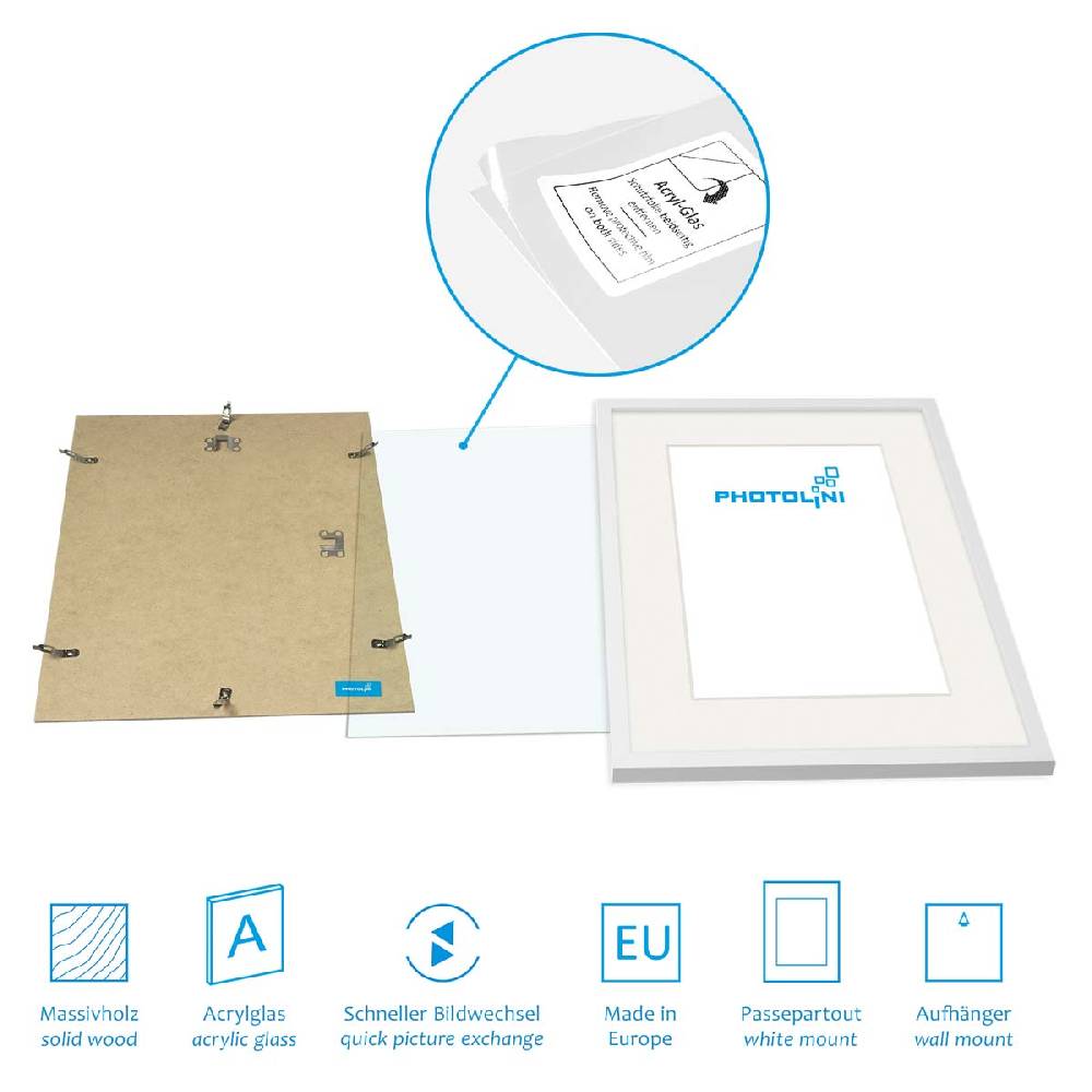 Photolini 6er Set Bilderrahmen Holz, Weiß 15x20, 30x40 und 40x50 cm mit Passepartout Bestseller