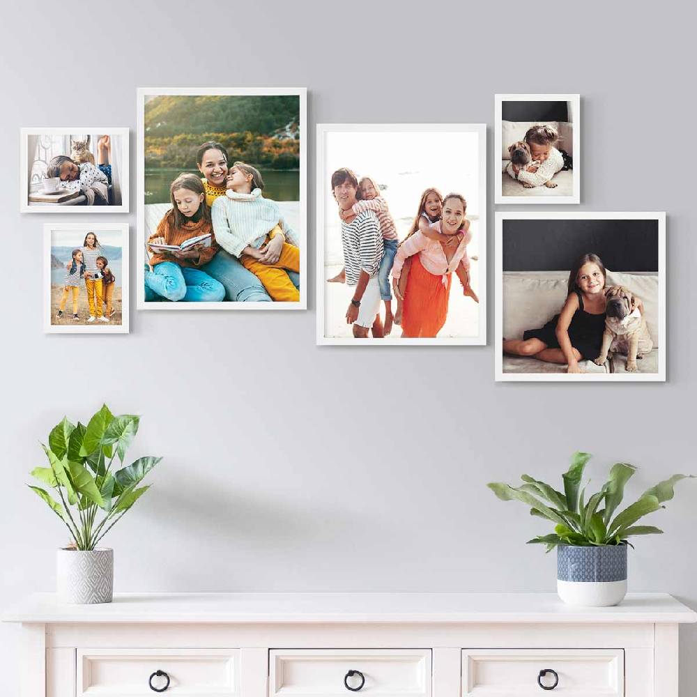 Photolini 6er Bilderrahmen-Set Modern Weiß aus MDF 15x20, 30x30 und 30x40 cm Räumungsverkauf