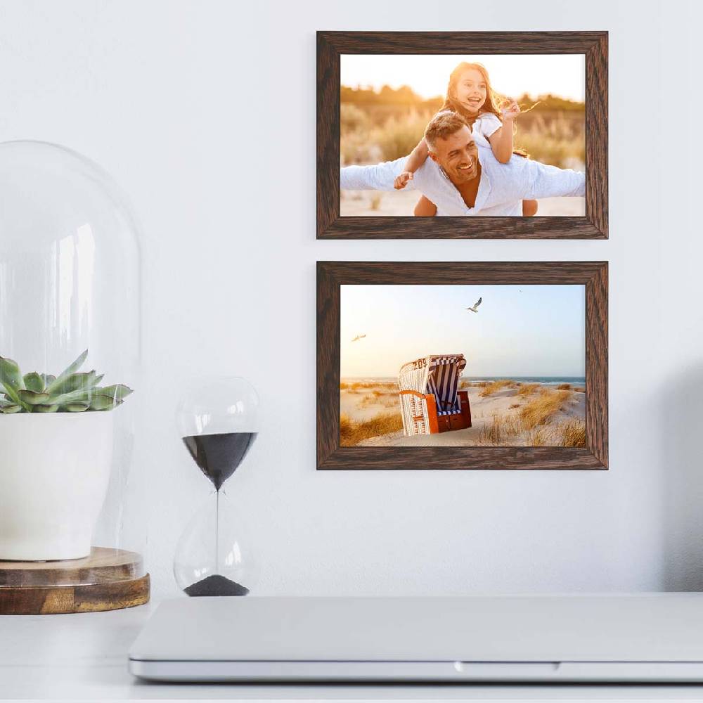 Photolini Holzrahmen Eiche Dunkel 2er Set 10x15 cm mit Acrylglas Wochenangebot