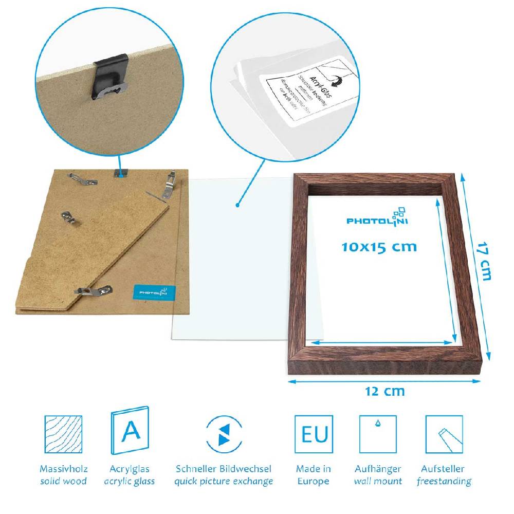 Photolini Holzrahmen Eiche Dunkel 2er Set 10x15 cm mit Acrylglas Wochenangebot